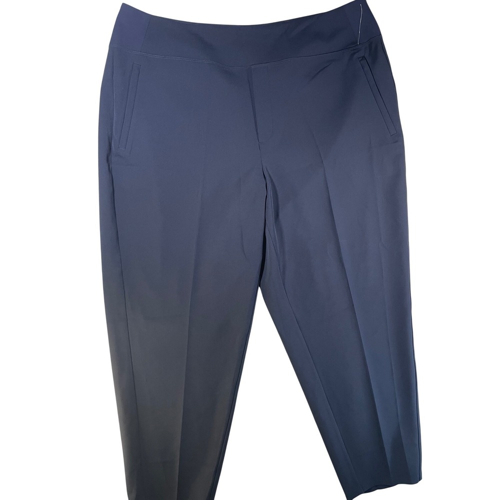 Athleta Brooklyn Ankle Pants Women Navy Blue Tapered Travel Trousers 18 NWOT